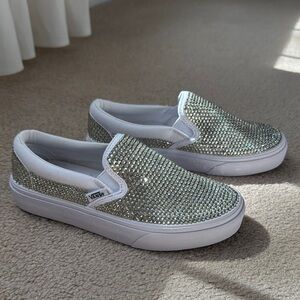 Vans women’s size 5.5 custom Swarovski crystal Rhinestone Slip-On Sneakers